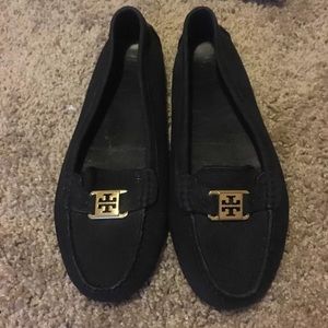 Tory Burch Navy Loafers with Gold Hardware